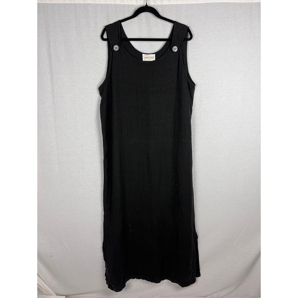 Subtle Tones Jumper Dress Black Linen Overall Maxi Lagenlook Cottagecore Boho